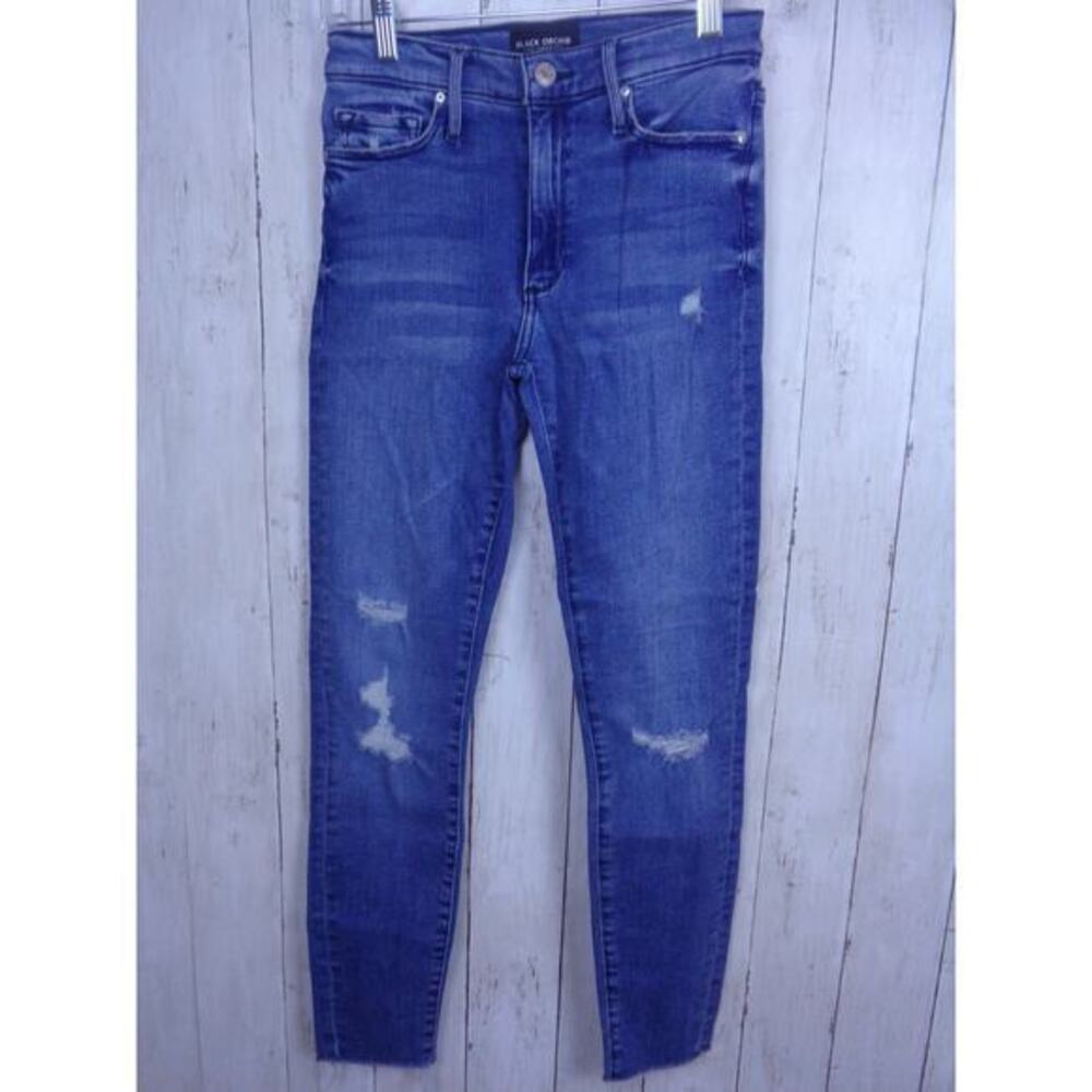 Black Orchid Liquify Carmen High Rise Ankle Fray Skinny Jeans Womens 25